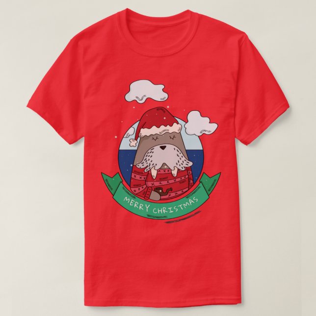 Merry Christmas Walrus T-Shirt (Design Front)