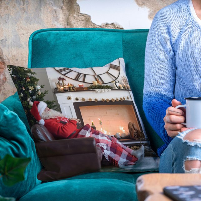 Merry Christmas Warm and Cosy Fireplace Santa Cushion (Creator Uploaded)