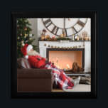 Merry Christmas Warm and Cosy Fireplace Santa Gift Box<br><div class="desc">This holidays design features Santa Claus resting next to a fireplace and Christmas tree. Designed for you by Evco Holidays www.zazzle.com/store/evcoholidays
 #christmas #holidays #seasonal #festive #xmas #santa #giftbox #giftwrapping #party #christmasparty #gifts #stylish #elegant #modern #trendy #winter #trending #popular #style #design #designer #bestseller #bestselling</div>