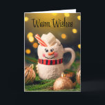 Merry Christmas Warm Wishes Snowman Mug Holiday Card<br><div class="desc">Send Warm wishes with a cute snowman mug full of hot chocolate surrounded by ornaments to say Merry Christmas to anyone.</div>