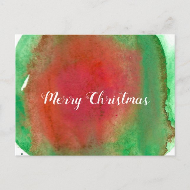 Merry Christmas, Water Colour Holiday Postcard (Front)