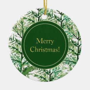Merry Christmas Watercolor Art Tree Ceramic Tree Decoration