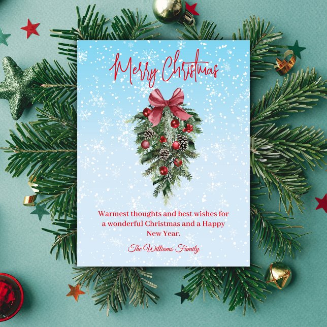 merry christmas  watercolor christmas tree snowy  postcard (Creator Uploaded)
