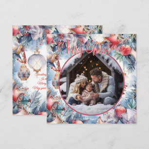 Merry Christmas Watercolor Decorative Photo Card