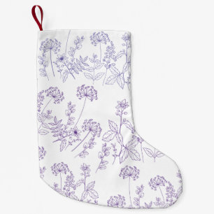 Merry Christmas Watercolor Floral Xmas Purple Small Christmas Stocking