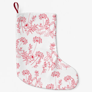 Merry Christmas Watercolor Floral Xmas Red Small Christmas Stocking