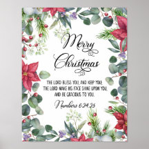 Merry Christmas, Watercolor Holiday Art, Christian