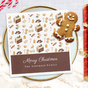 Merry Christmas Watercolor Holiday Baking Napkin
