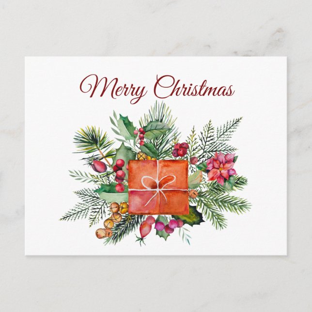 Merry Christmas Watercolor Holiday Collage (Front)