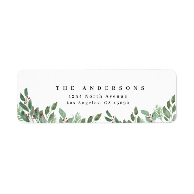 Merry Christmas Watercolor Label (Front)