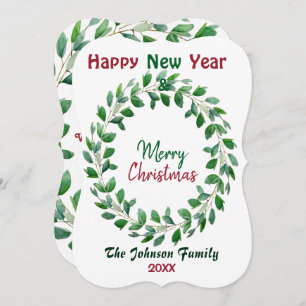 Merry Christmas Watercolor New Year Green Wreath