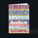 Merry Christmas Watercolor Snowman Drawing Holiday Card<br><div class="desc">A Merry Christmas snowman greeting card decorated with stockings,  stars,  snowflakes and more painted in pretty holiday colours with watercolor.</div>