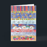 Merry Christmas Watercolor Snowman Drawing Holiday Card<br><div class="desc">A Merry Christmas snowman greeting card decorated with stockings,  stars,  snowflakes and more painted in pretty holiday colours with watercolor.</div>