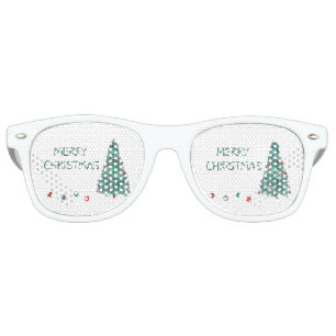 Merry Christmas Watercolor Tree Retro Sunglasses