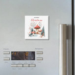 Merry Christmas Watercolor Winter Woodland  Magnet<br><div class="desc">For the family at Christmas. Merry Christmas watercolor winter woodland fridge magnet to add a bit of Christmas cheer to your kitchen. Keep the 'Merry Christmas' design text as-is or edit.</div>