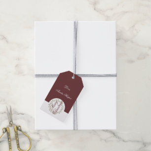 Merry christmas watercolor wreath red Christmas Gift Tags