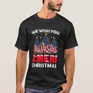 Merry Christmas We Wish You Ameri Xmas American Fl T-Shirt