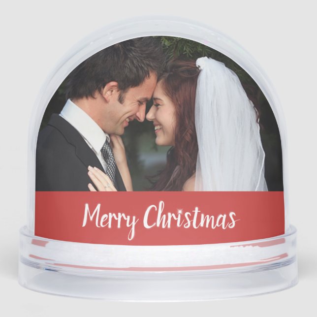 Merry Christmas Wedding Double Photo Snowglobe (Front)