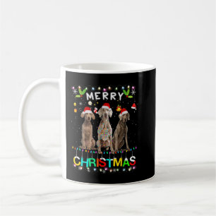 Merry Christmas Weimaraner Shirt Santa Hat Lights Coffee Mug