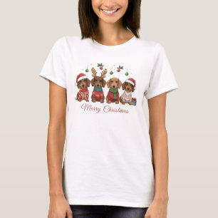 Merry Christmas Weiner Dachshund Holiday T-Shirt