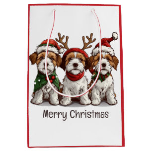 Merry Christmas Welsh Wire Fox Terrier Dogs Medium Gift Bag