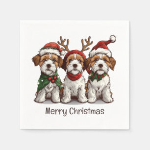 Merry Christmas Welsh Wire Fox Terrier Dogs Napkin