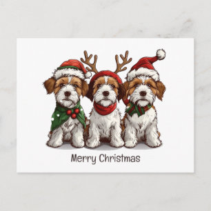Merry Christmas Welsh Wire Fox Terrier Dogs Postcard