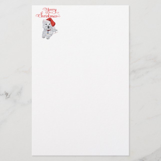 Merry Christmas Westie Stationery (Front)