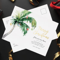 Merry Christmas We've Moved Coastal Palm Tree Gold