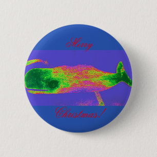 Merry Christmas whale red/green button