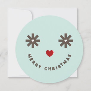 Merry Christmas Whimsical Cute Happy Face Photo Holiday Card