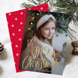 Merry Christmas Whimsical Gold Script Photo