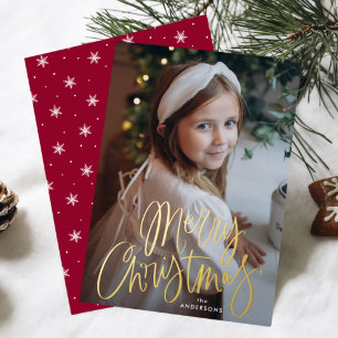 Merry Christmas Whimsical Gold Script Photo