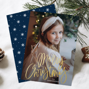 Merry Christmas Whimsical Gold Script Photo
