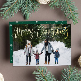 Merry Christmas Whimsical Gold Script Photo