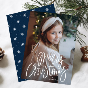 Merry Christmas Whimsical Script Photo Holiday Card