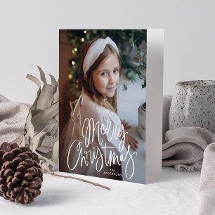 Merry Christmas Whimsical Script Photo Holiday Card