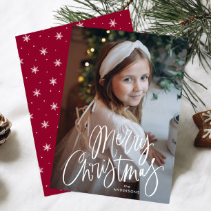 Merry Christmas Whimsical Script Photo Holiday Card