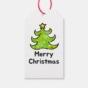 Merry Christmas Whimsical Tree Design Gift Tags