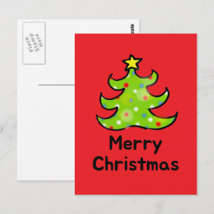 Merry Christmas Whimsical Tree Postcard