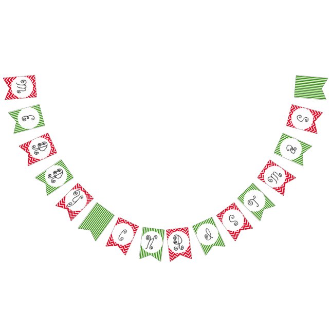 Merry Christmas whimsical typography pretty Bunting (All)