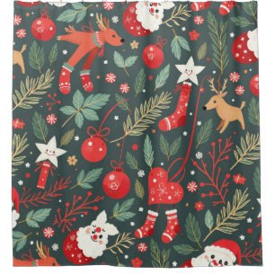 Merry Christmas Whimsy Shower Curtain