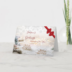 Merry Christmas White Balls Snowflakes Holiday Card