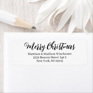 Merry Christmas white black calligraphy address