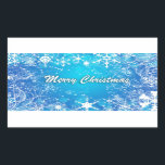 Merry christmas white blue rectangular sticker<br><div class="desc">Christmas sticker</div>