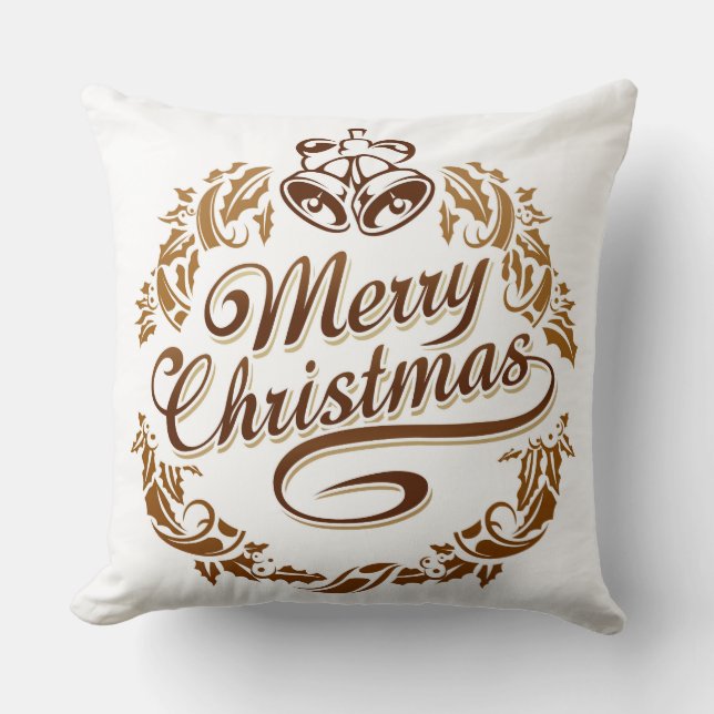 Merry Christmas White Decorative PIllow (Front)