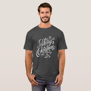 Merry Christmas White Fancy Cursive Typography T-Shirt