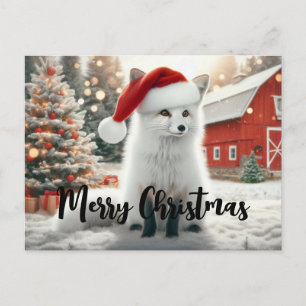 Merry Christmas White Fox Postcard