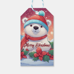 Merry Christmas White Polar Bear  Gift Tags