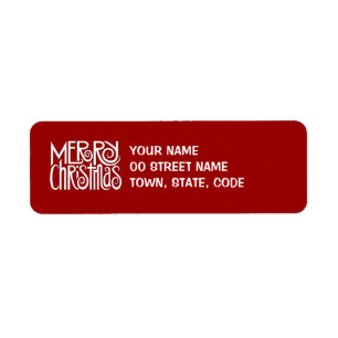 Merry Christmas white Return Address Label